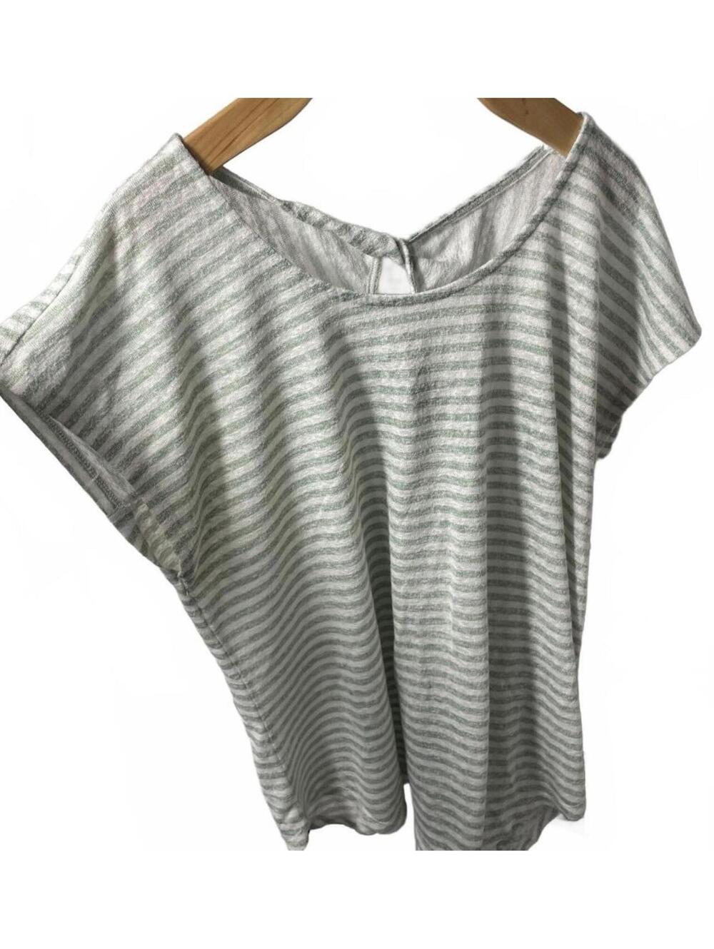 SALE Bobeau Blouse Top Women's Size XXL White Stripe Beachy Minimalist Casual